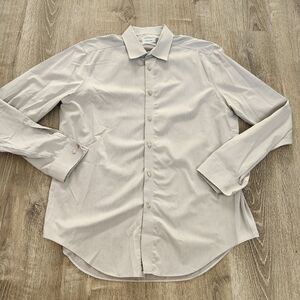 Calvin Klein Mens Slim Fit‎ Performance Non Iron Gray Dress Shirt Size 17 36/37